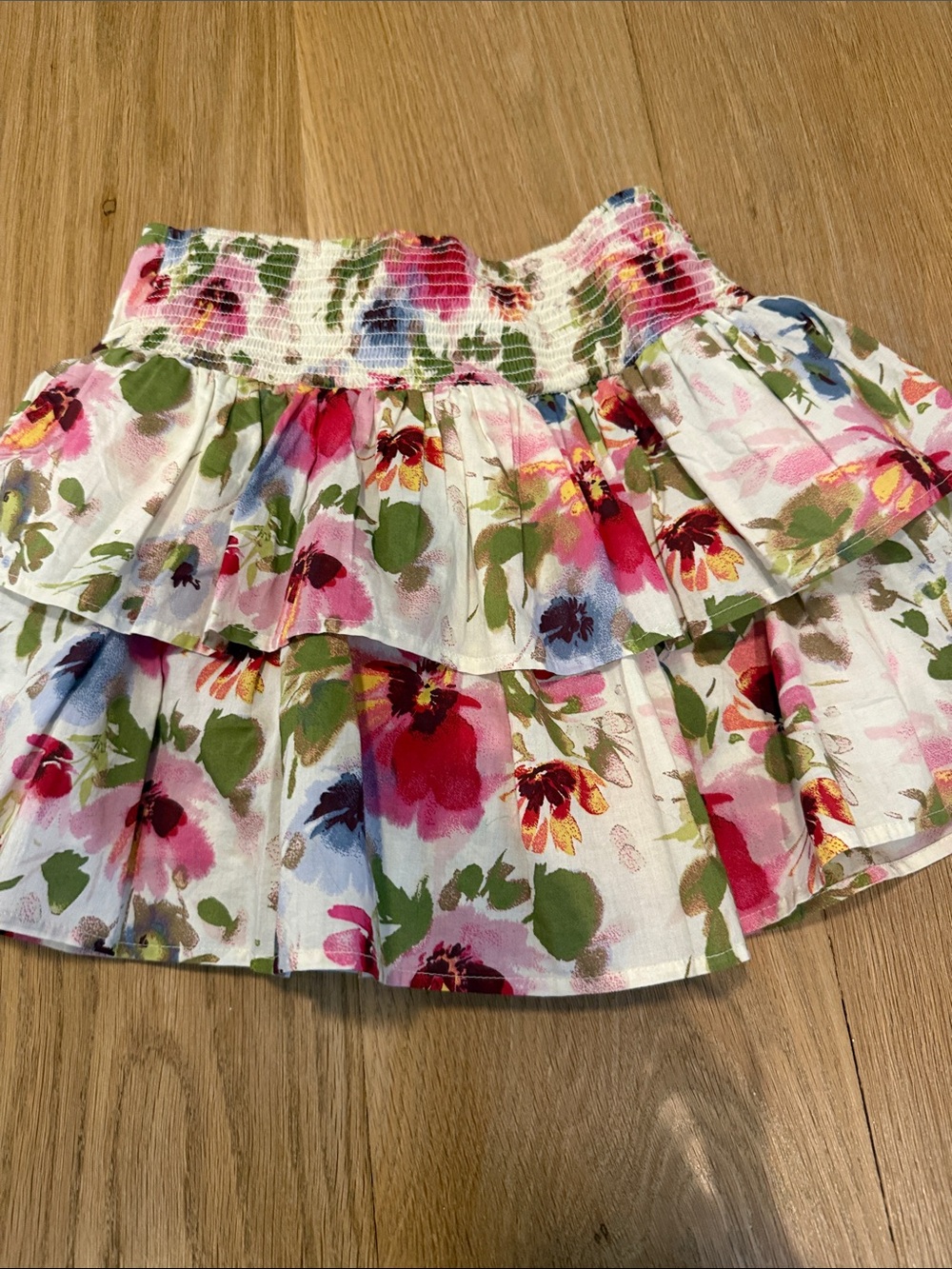 GAP Floral Tiered Ruffle Skirt - White, Pink, Green, Blue